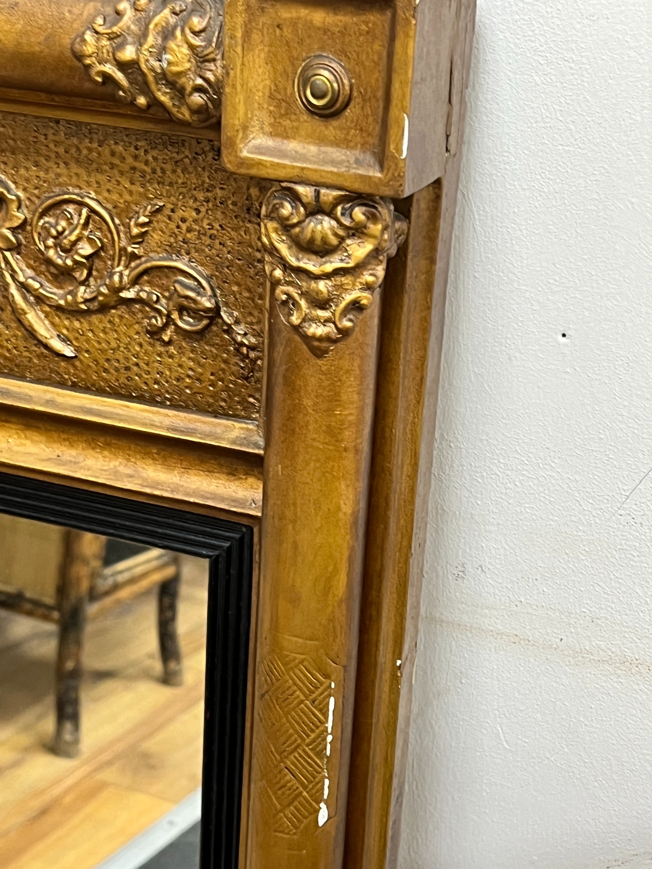 A Regency giltwood and gesso pier glass, width 62cm, height 102cm